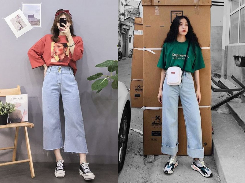 Mix & match áo oversized cùng quần jean